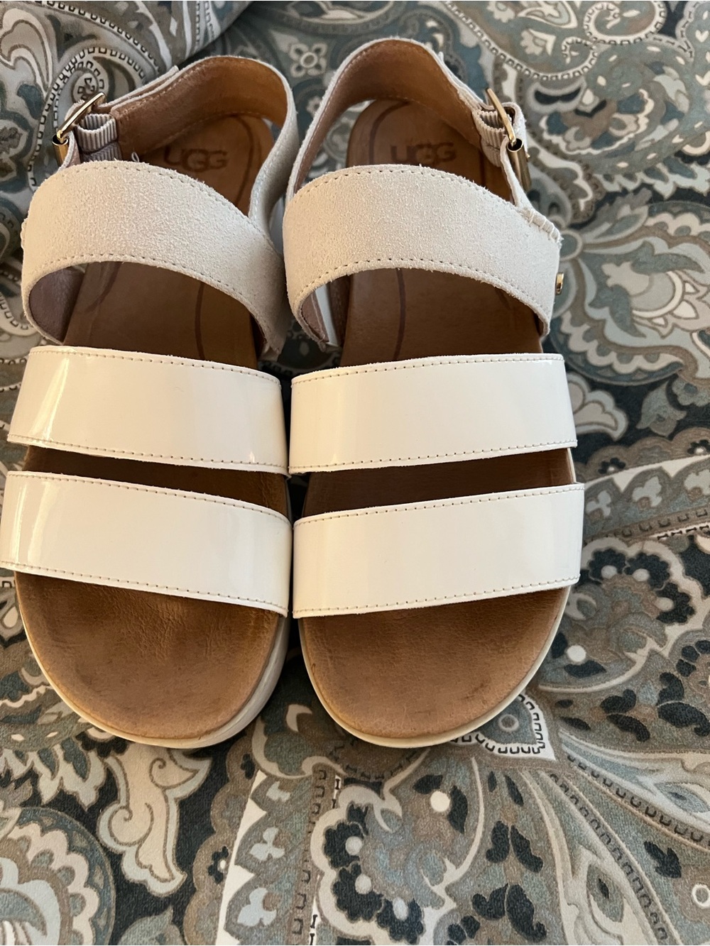 UGG Braelyn White Leather Sandals